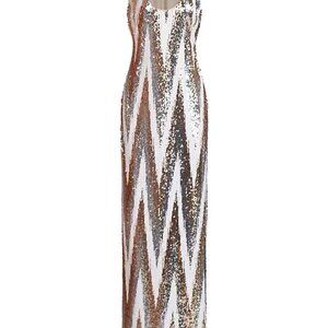 Halston Eleanor Gown In Chevron Sequin